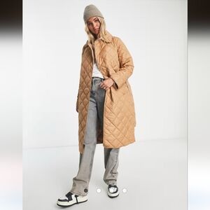 Fire & Glory Quilted Maxi Coat in Camel- L